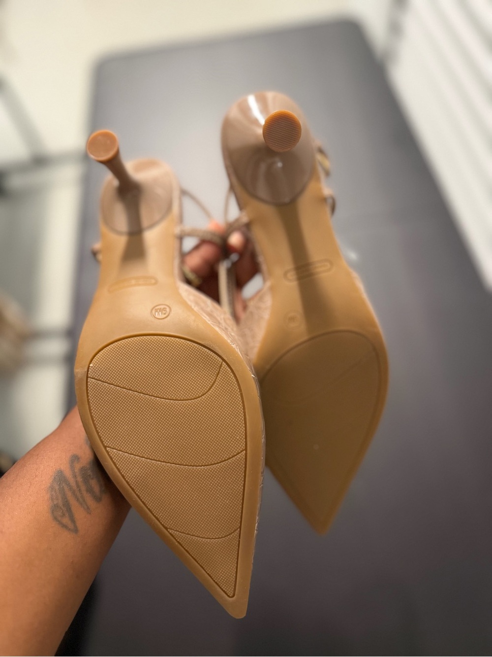 Nine West Taupe Croc-Texture Pointed Slingback Pumps - Picture 2 of 3